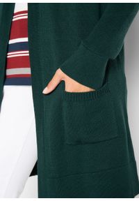 Długi sweter dzianinowy bez zapięcia, długi rękaw bonprix głęboki zielony. Kolor: zielony. Materiał: dzianina. Długość rękawa: długi rękaw. Długość: długie #5
