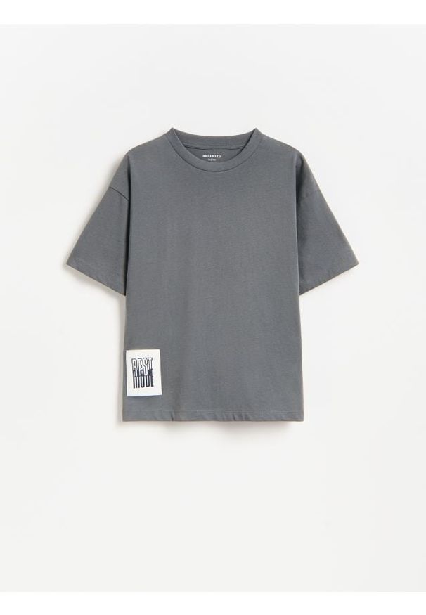 Reserved - Bawełniany t-shirt - ciemnoszary. Kolor: szary. Materiał: bawełna