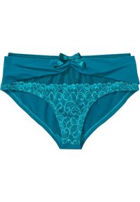 bonprix - Figi panty z poliamidu z recyklingu. Kolor: niebieski. Materiał: poliamid. Wzór: koronka #1