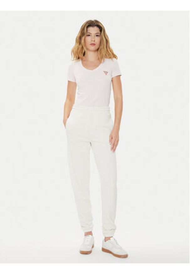Guess T-Shirt W2YI45 J1314 Różowy Slim Fit. Kolor: różowy. Materiał: bawełna