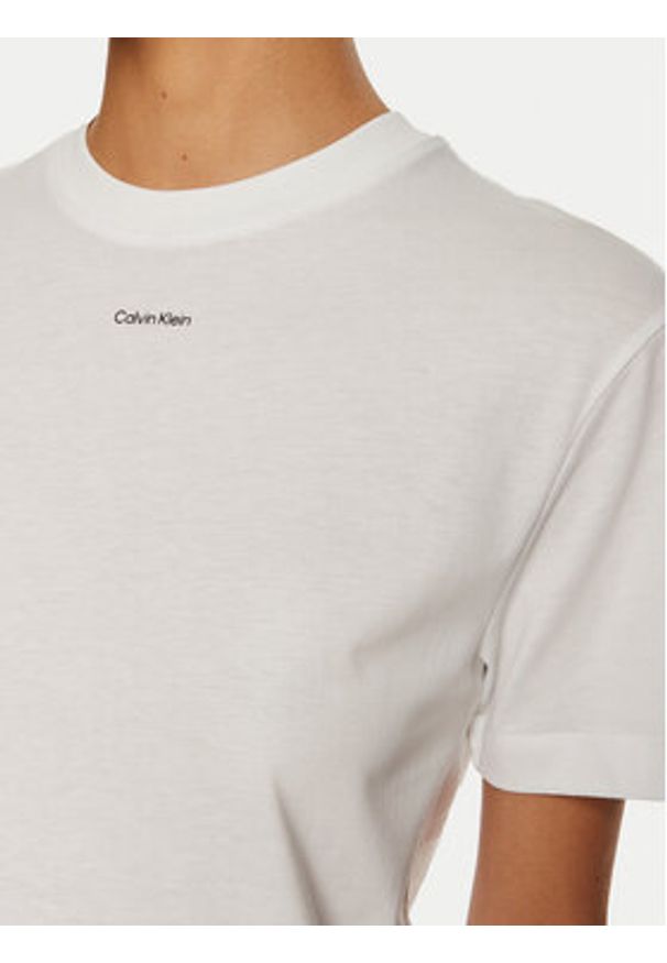 Calvin Klein T-Shirt Nano Logo K20K207519 Biały Regular Fit. Kolor: biały. Materiał: bawełna