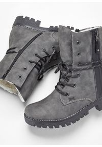 bonprix - Kozaki sznurowane marki Rieker. Kolor: szary. Sezon: zima #2