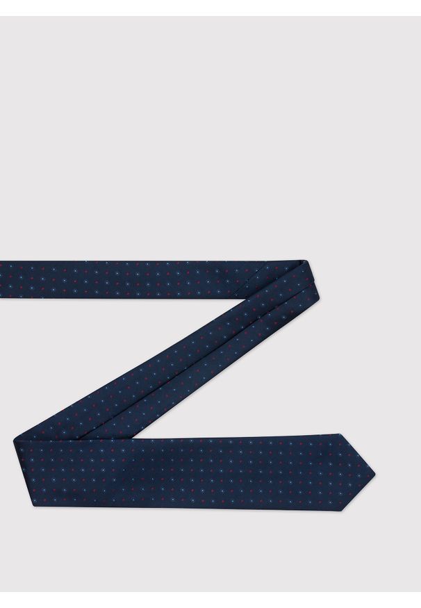 Pako Lorente - PAKO LORENTE – Granatowy krawat męski w mikrowzór. Kolor: niebieski. Materiał: poliester