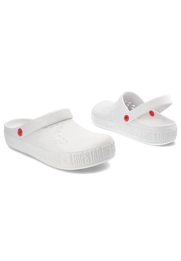 Big-Star - Białe Klapki Big Star Męskie Wodoodporne Buty. Okazja: do domu. Kolor: biały. Wzór: aplikacja