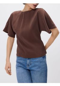 Reserved - T-shirt z modalem - brązowy. Kolor: brązowy. Materiał: dzianina #1