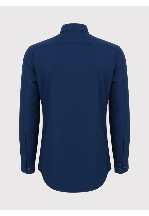 Pako Lorente - PAKO LORENTE – Granatowa bawełniana koszula męska. Kolor: niebieski, biały. Materiał: bawełna. Długość rękawa: długi rękaw. Długość: długie. Styl: elegancki
