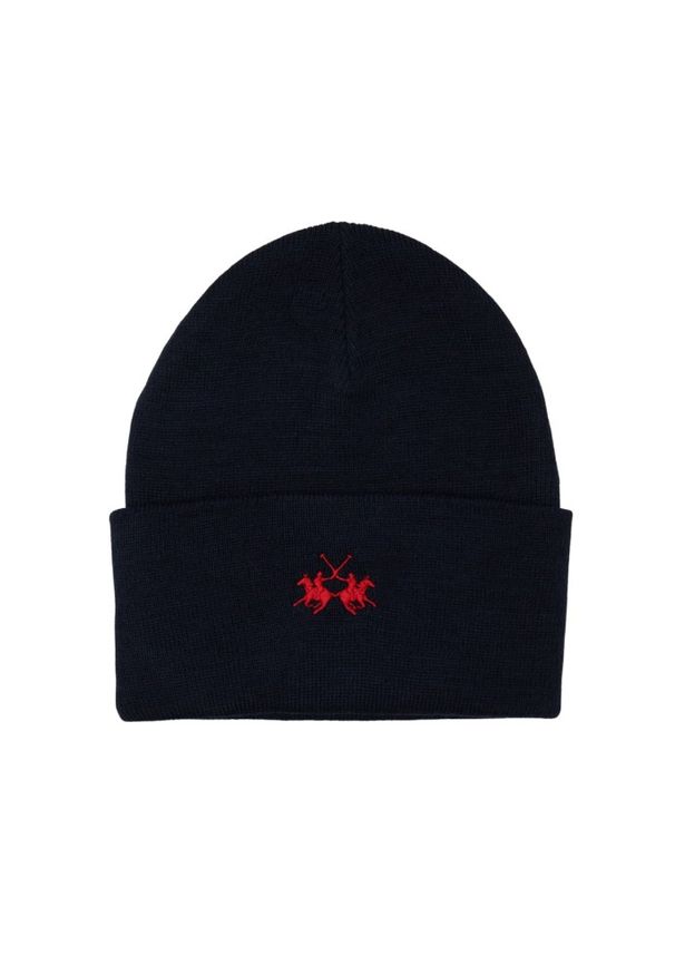 La Martina - LA MARTINA Granatowa czapka beanie. Kolor: niebieski