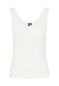 Pieces Top Fia 17155482 Biały Slim Fit. Kolor: biały. Materiał: bawełna #7