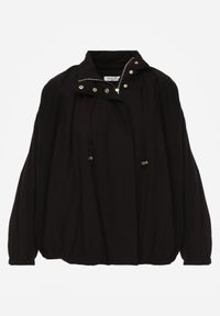 Born2be - Czarna Przejściowa Kurtka Bombka Oversize z Bawełny i Wiskozy Effinue. Okazja: na spacer, na co dzień. Kolor: czarny. Materiał: wiskoza, bawełna. Styl: casual #7