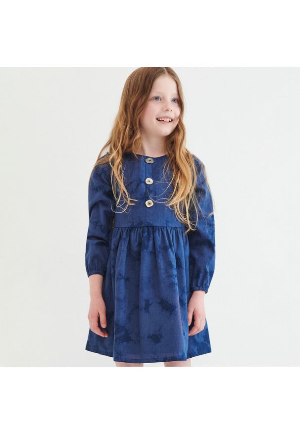 Reserved - Rozkloszowana sukienka z kieszeniami - Niebieski. Kolor: niebieski