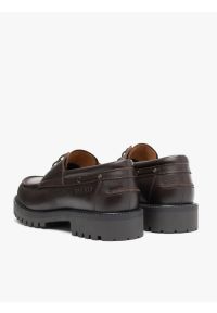 Ryłko - Ciemnobrązowe półbuty boat shoes. Okazja: na co dzień. Zapięcie: sznurówki. Kolor: brązowy. Materiał: skóra, jeans. Styl: street, casual #3