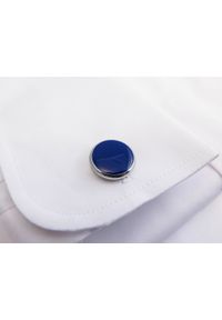 Modini - Srebrne spinki smokingowe z niebieskim oczkiem H86. Kolor: srebrny, wielokolorowy, niebieski #2