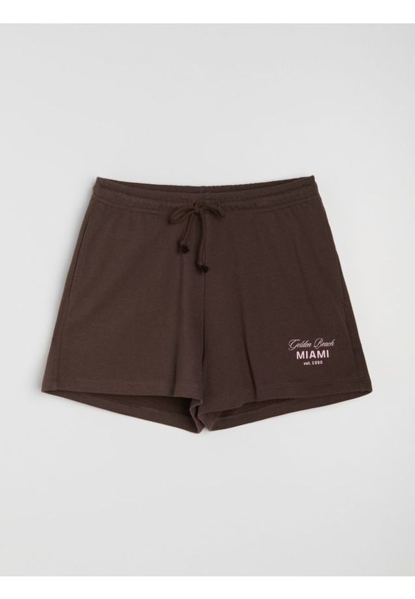 Sinsay - Luźne szorty z bawełną - brązowy. Kolor: brązowy. Materiał: bawełna
