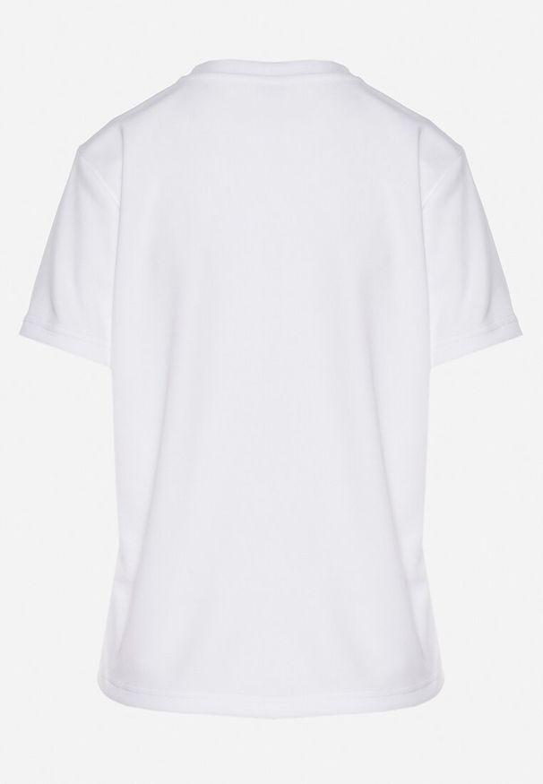 Born2be - Biały T-shirt z Ozdobnym Nadrukiem Palithiela. Okazja: na co dzień. Kolor: biały. Materiał: jeans. Wzór: nadruk. Styl: klasyczny, casual
