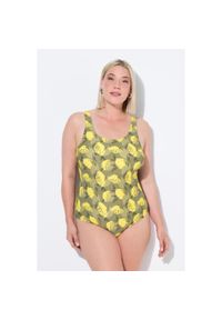 ULLA POPKEN - Damskie Strój kąpielowy cytryny bez miękkich miseczek okrągły dekolt. Kolekcja: plus size. Kolor: zielony. Materiał: materiał, elastan, poliamid #1