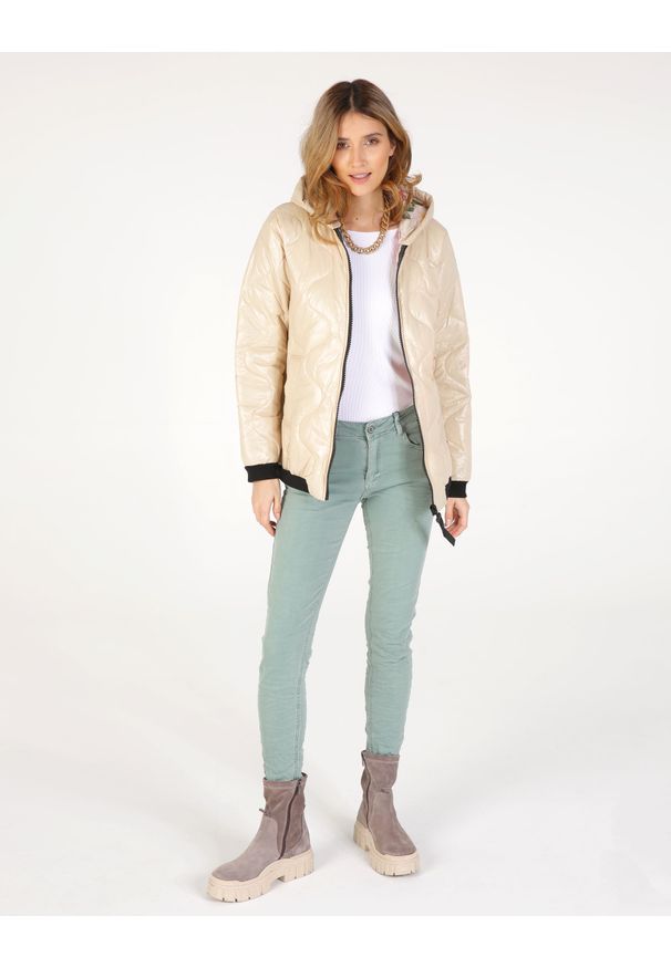 Unisono - KURTKA TYPU BOMBER 194-5369 BEIGE. Materiał: poliester