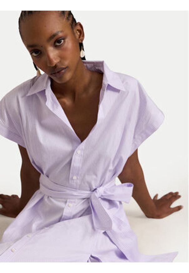 Polo Ralph Lauren Sukienka koszulowa 211A96363002 Fioletowy Regular Fit. Typ kołnierza: polo. Kolor: fioletowy. Materiał: bawełna. Typ sukienki: koszulowe