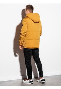 Ombre Clothing - Kurtka męska ocieplana C449 - musztardowa - XL. Kolor: żółty. Materiał: poliester, materiał. Sezon: jesień, zima #6