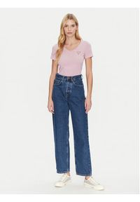 Guess T-Shirt W2YI45 J1314 Różowy Slim Fit. Kolor: różowy. Materiał: bawełna