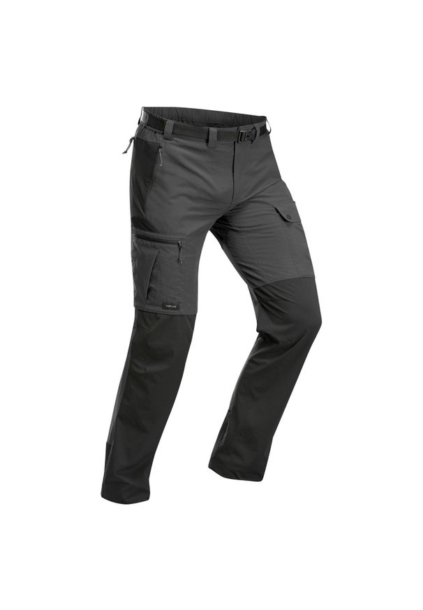 FORCLAZ - Spodnie trekkingowe męskie Forclaz MT500 wytrzymałe. Kolor: wielokolorowy, czarny, szary. Materiał: materiał, tkanina, syntetyk