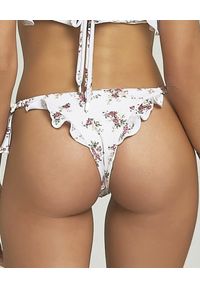 EMPRESS BRASIL - Dół od bikini Frankie Floral. Stan: obniżony. Kolor: biały. Materiał: koronka, tkanina. Wzór: aplikacja, koronka, kwiaty, nadruk #4