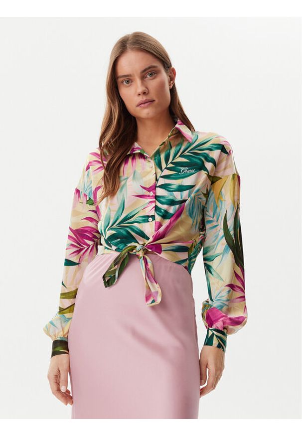 Guess Koszula W5GH0IWH9C2 Kolorowy Classic Fit. Materiał: syntetyk. Wzór: kolorowy