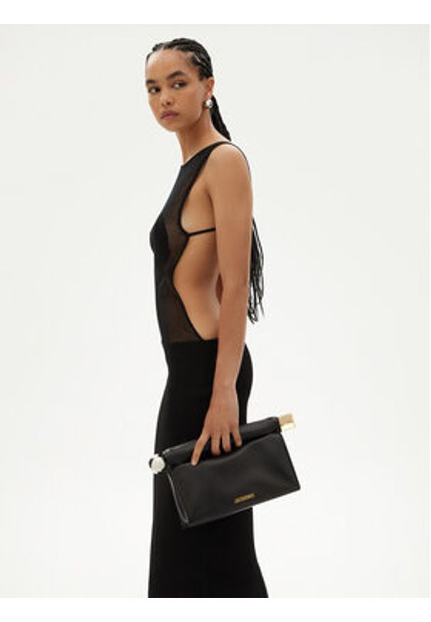JACQUEMUS Torebka La Pochette Rond Carre 24E233BA356-3171 Czarny. Kolor: czarny. Materiał: skórzane
