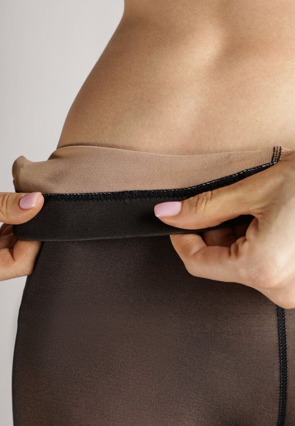 Born2be - Czarne Ocieplane Rajstopy Linefra. Kolor: czarny. Materiał: jeans