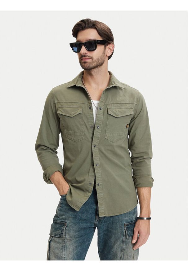 G-Star RAW - G-Star Raw Koszula Dakota D23616-D920 Zielony Slim Fit. Kolor: zielony. Materiał: bawełna