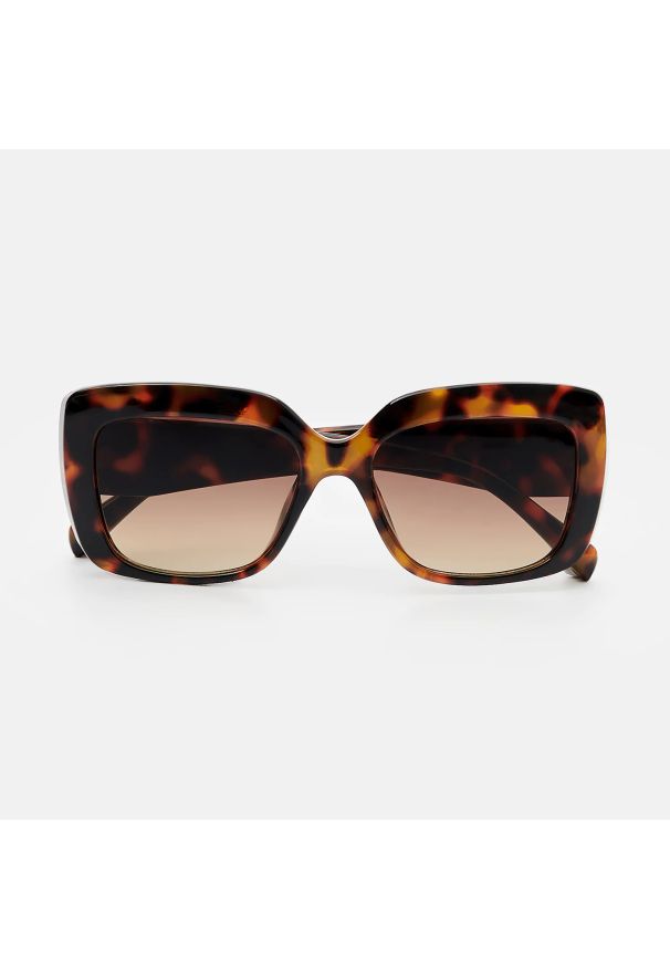 Mohito - Kwadratowe okulary przeciwsłoneczne - Brązowy. Kolor: brązowy