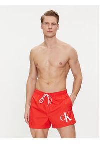 Calvin Klein Swimwear Szorty kąpielowe KM0KM00967 Czerwony Regular Fit. Kolor: czerwony. Materiał: syntetyk #2