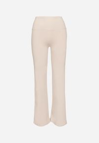 Born2be - Beżowe Legginsy Dzwony z Wysokim Stanem i Szeroką Gumką w Talii Idoreia. Okazja: na co dzień. Stan: podwyższony. Kolor: beżowy. Styl: casual, elegancki #5