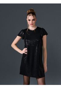 Sinsay - Sukienka mini z połyskującymi aplikacjami - czarny. Kolor: czarny. Wzór: aplikacja. Długość: mini #1