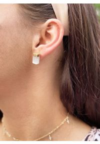 Brazi Druse Jewelry - Kolczyki Selenit złocone. Materiał: z mosiądzu, pozłacane, złote, srebrne