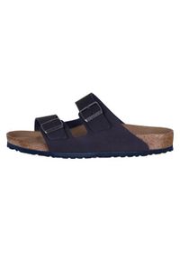 Klapki męskie Birkenstock Arizona. Zapięcie: bez zapięcia. Kolor: czarny. Materiał: materiał. Szerokość cholewki: normalna. Sport: turystyka piesza