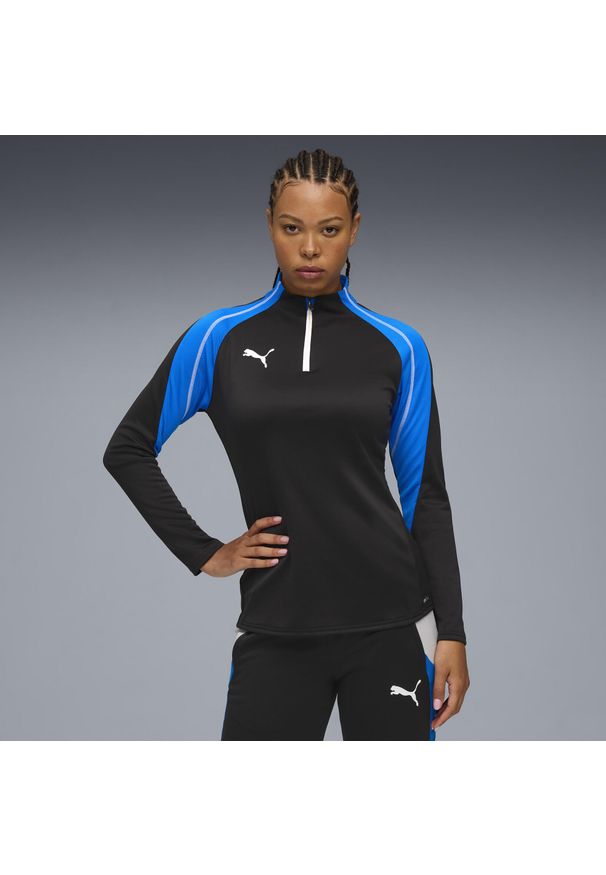 Puma - Damska bluza piłkarska z zamkiem 1/4 individualBLAZE PUMA. Kolor: czarny, niebieski, wielokolorowy, biały. Wzór: kolorowy. Sport: piłka nożna