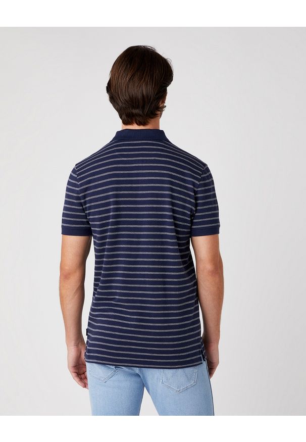 Wrangler - MĘSKIE POLO WRANGLER SS YD STRIPE POLO NAVY W7ALKD114 112131349. Typ kołnierza: polo