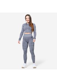 DOMYOS - Legginsy fitness damskie Domyos seamless. Kolor: szary. Materiał: materiał, poliamid, poliester, elastan. Sport: fitness