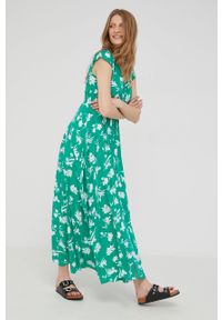 Answear Lab sukienka kolor zielony maxi rozkloszowana. Kolor: zielony. Materiał: tkanina. Długość rękawa: krótki rękaw. Styl: wakacyjny. Długość: maxi #4