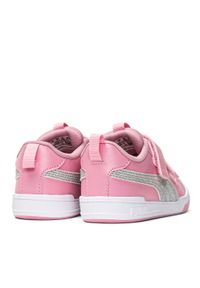 Sneakersy dziecięce różowe Puma Multiflex Glitz FS V INF 384886-02. Okazja: na co dzień. Zapięcie: rzepy. Kolor: różowy. Materiał: syntetyk, materiał. Szerokość cholewki: normalna