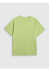 4f - 4F T-shirt oversize gładki męski - zielony XL. Okazja: na co dzień. Kolor: zielony. Materiał: jersey, materiał, bawełna. Długość rękawa: krótki rękaw. Długość: krótkie. Wzór: gładki. Styl: klasyczny, sportowy, casual