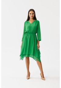 MOE - Zielona Szyfonowa Sukienka z Warstwami. Kolor: zielony. Materiał: szyfon #1