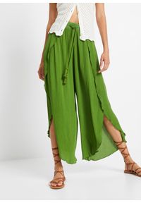 bonprix - Spodnie kreszowane. Kolor: zielony. Sezon: lato