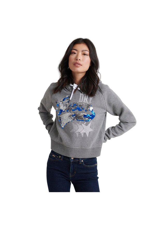 Bluza sportowa damska Superdry Boutque Star Hood. Kolor: szary. Materiał: bawełna, poliamid, poliester