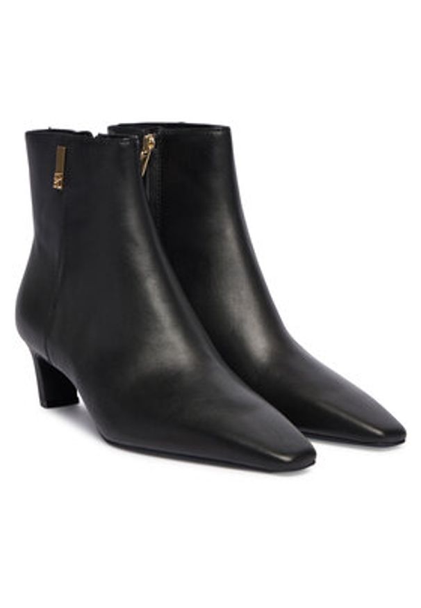 TOMMY HILFIGER - Tommy Hilfiger Botki Th Square Toe Kitten Bootie FW0FW08768 Czarny. Kolor: czarny. Materiał: skóra