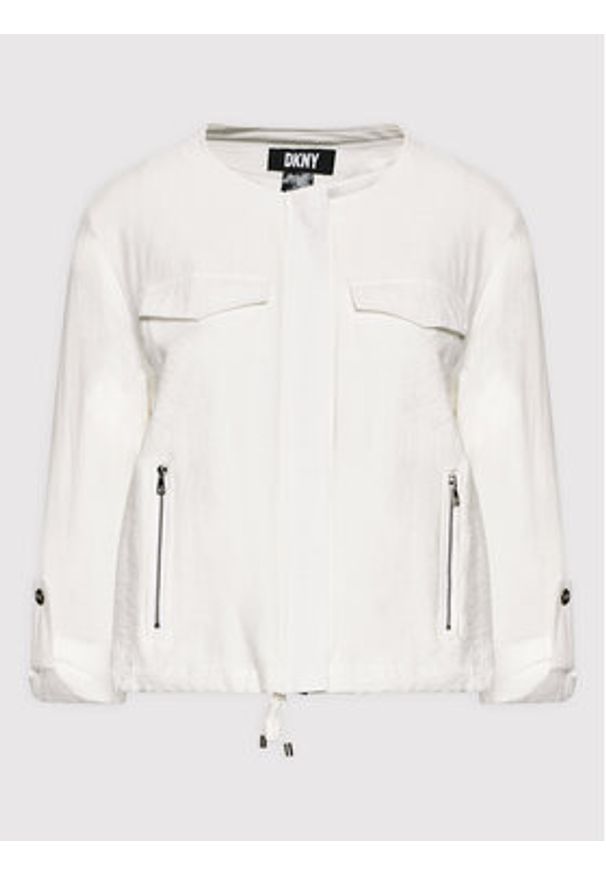 DKNY Kurtka przejściowa P2RCTB41 Biały Regular Fit. Kolor: biały. Materiał: wiskoza