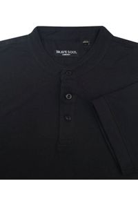 Męski T-Shirt na Stójce - Brave Soul - Czarny. Okazja: na co dzień. Typ kołnierza: kołnierzyk stójkowy. Kolor: czarny. Materiał: bawełna, wiskoza. Sezon: lato, wiosna. Styl: casual #3