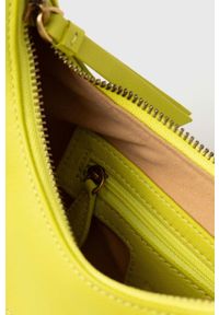 Pinko torebka skórzana kolor żółty. Kolor: żółty. Materiał: skórzane #7