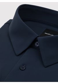 Pako Lorente - PAKO LORENTE – Granatowa dzianinowa koszula męska. Typ kołnierza: kołnierzyk klasyczny. Kolor: niebieski. Materiał: dzianina. Długość rękawa: długi rękaw. Długość: długie. Wzór: gładki. Styl: klasyczny #6