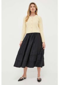 Custommade kardigan wełniany kolor żółty. Okazja: na co dzień. Kolor: żółty. Materiał: wełna. Wzór: ze splotem. Styl: casual #5